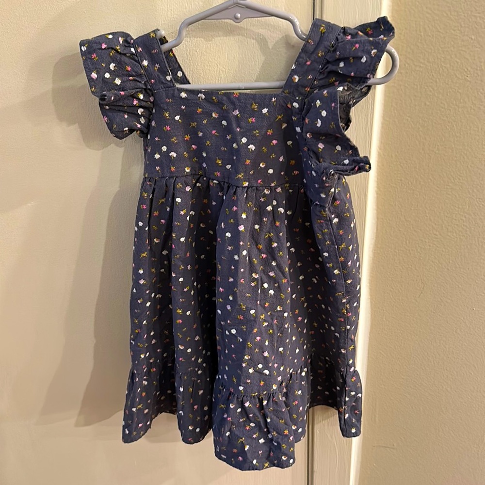 Navy Floral Flutter Sleeve Dress for Toddler